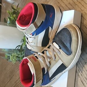 Puma Kids High-Top Sneakers Size 1.5- Tan, Black, and Red